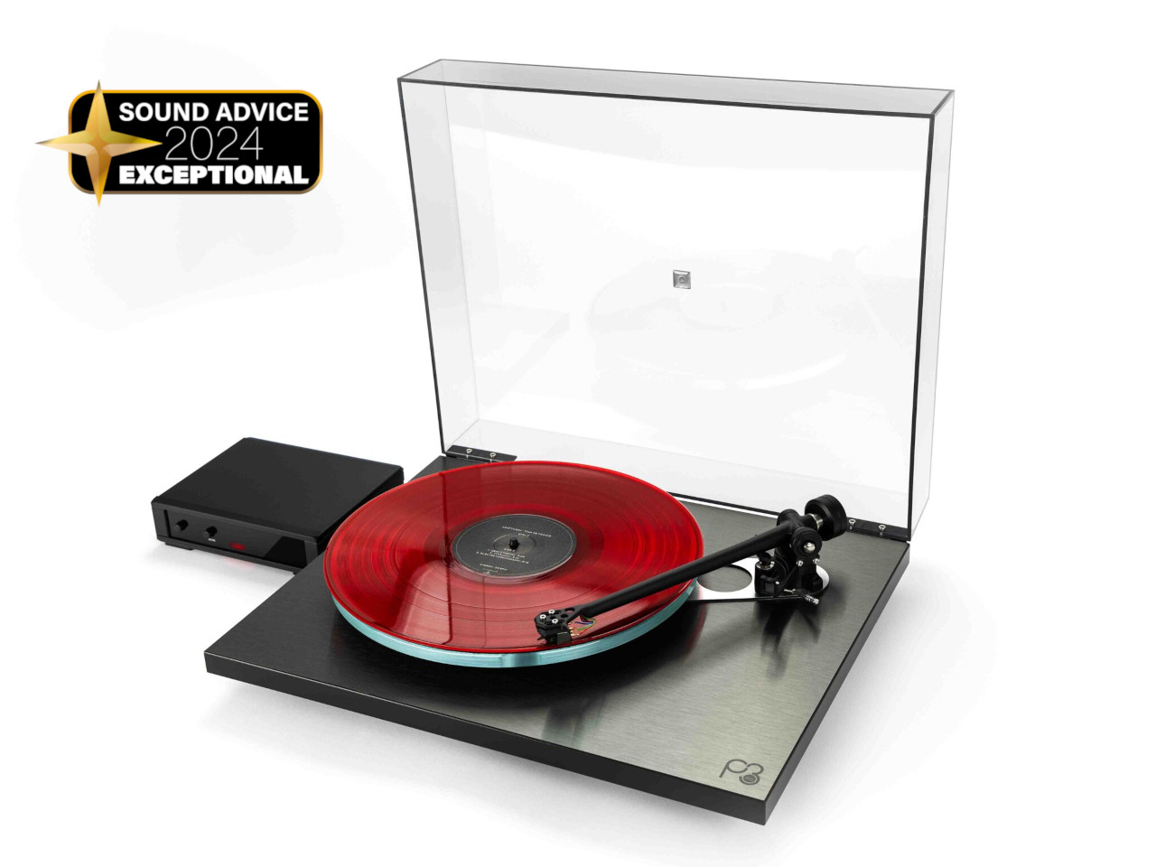 Plattenspieler, rot, Turntable, Vinyl, Acryl-Transparenthaube