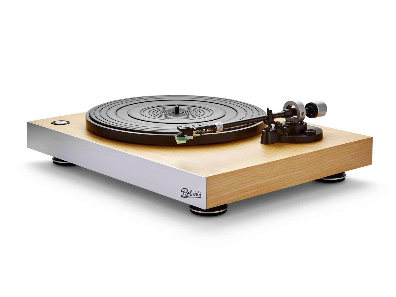 Vinylspieler, Plattenspieler, Holzplatte, Tonarm, Platte
