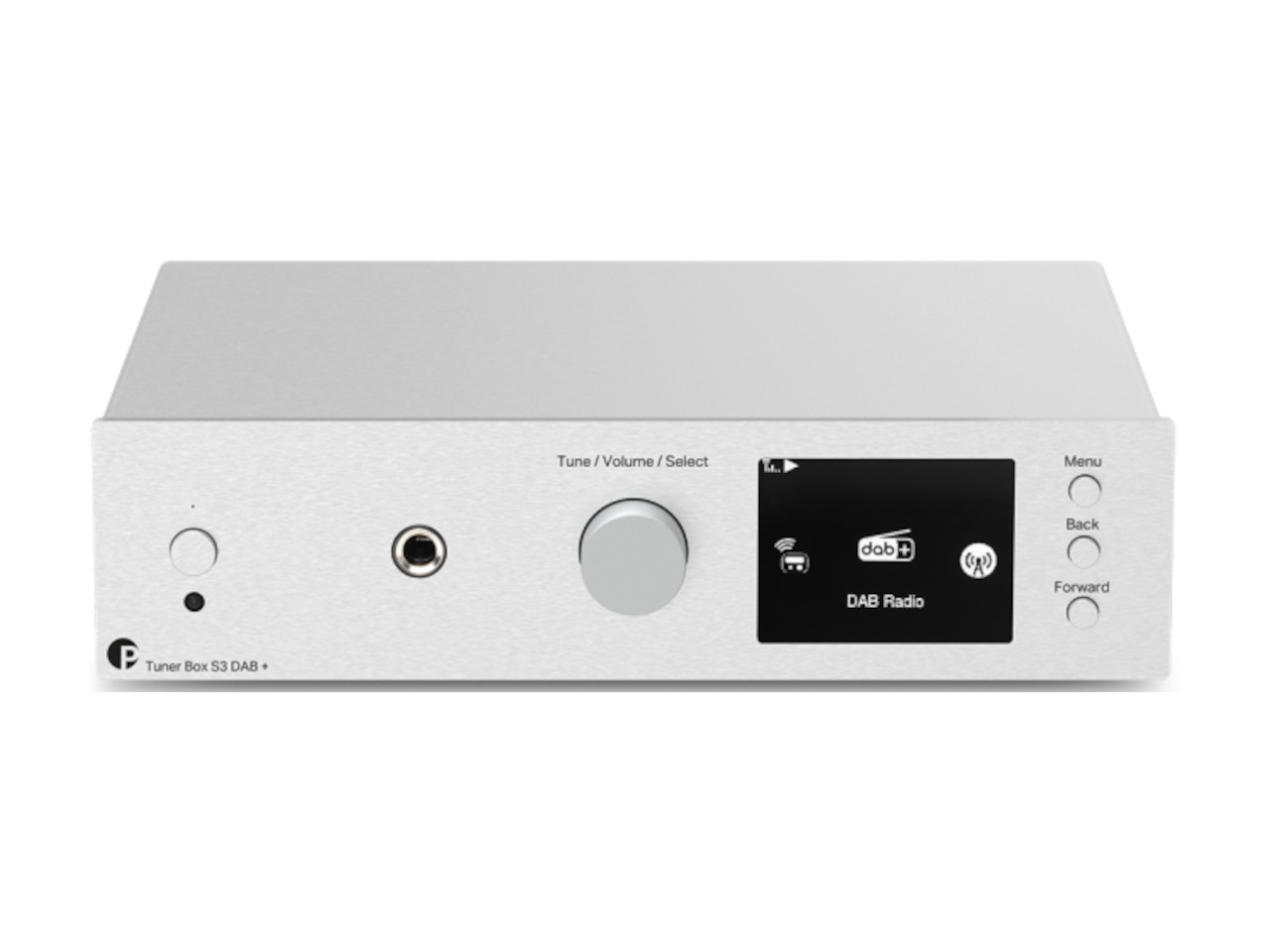 Tuner, Stereoempfänger, DAB-Radio, Silbernes Frontpanel, Lautstärkerregelung