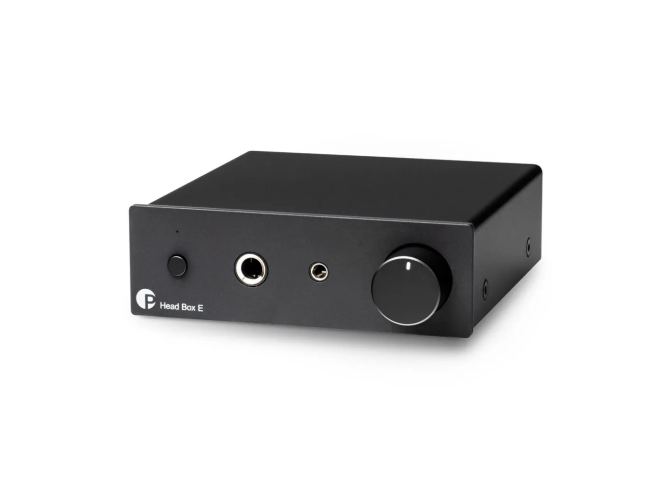 Audio-Interface, Kopfhörer-Verstärker, schwarze Metallbox, Lautstärkeregler, Frontplatte