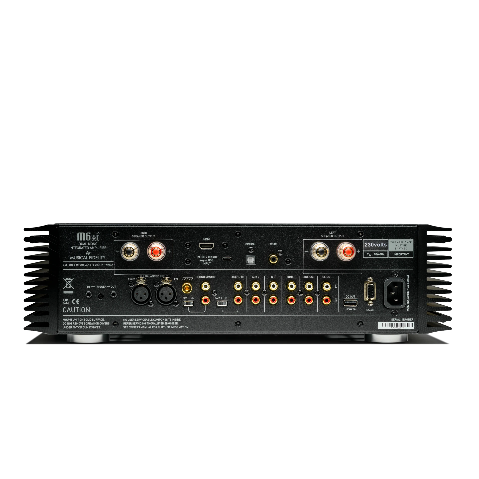 AV-Empfänger, Rückseite, Audio-Ausgänge, RCA-Stecker, Netzanschluss