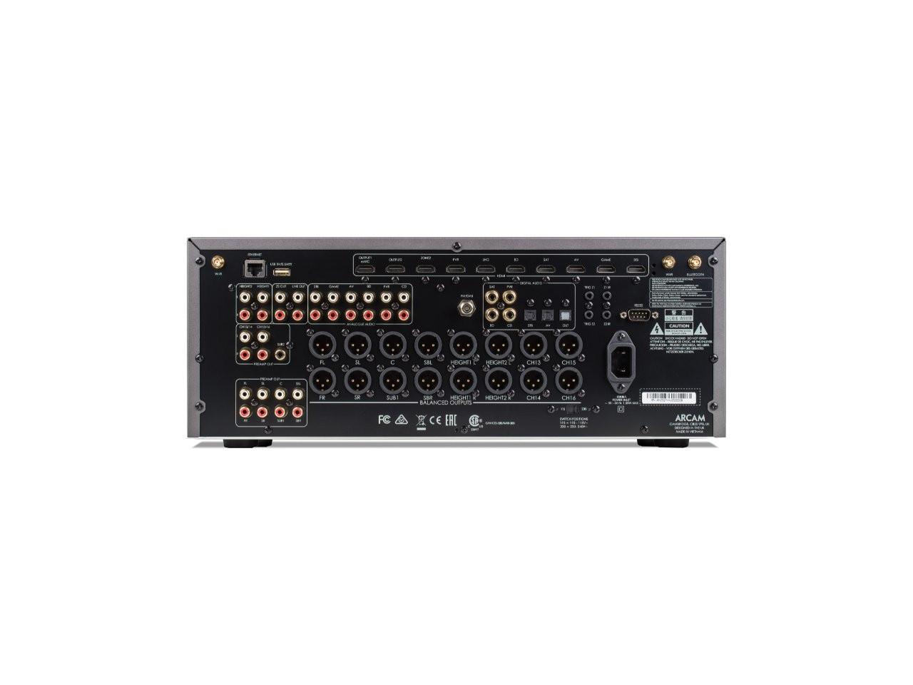 AV-Empfänger, Rückseite, Audioanschlüsse, RCA, XLR