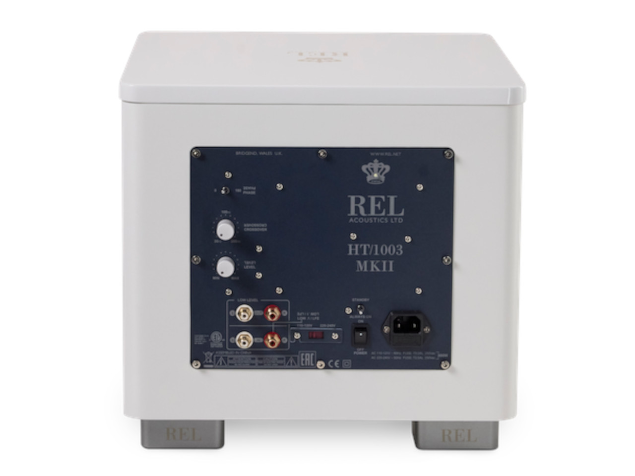 subwoofer, amplifier, audio, rear panel, white cabinet