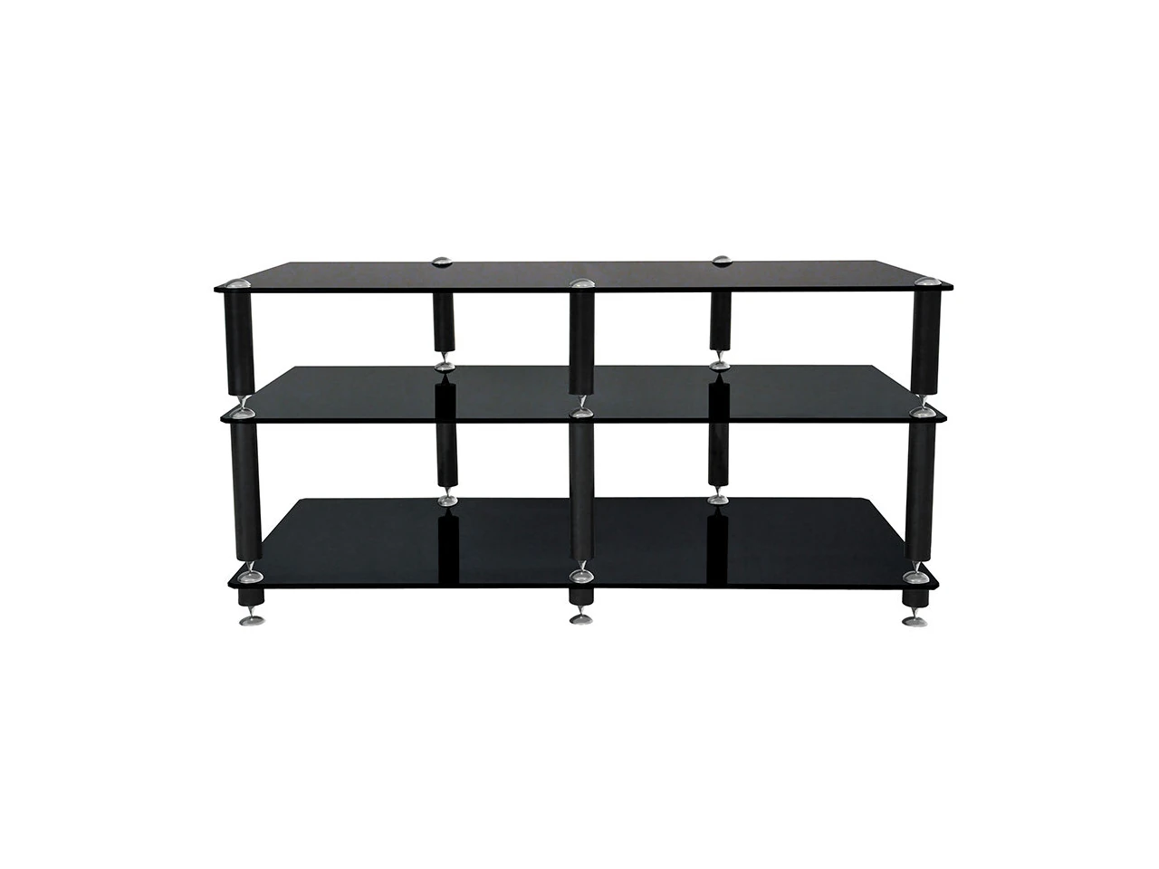 glasregal, beistelltisch, 3-ebene, schwarz, glasregal-system