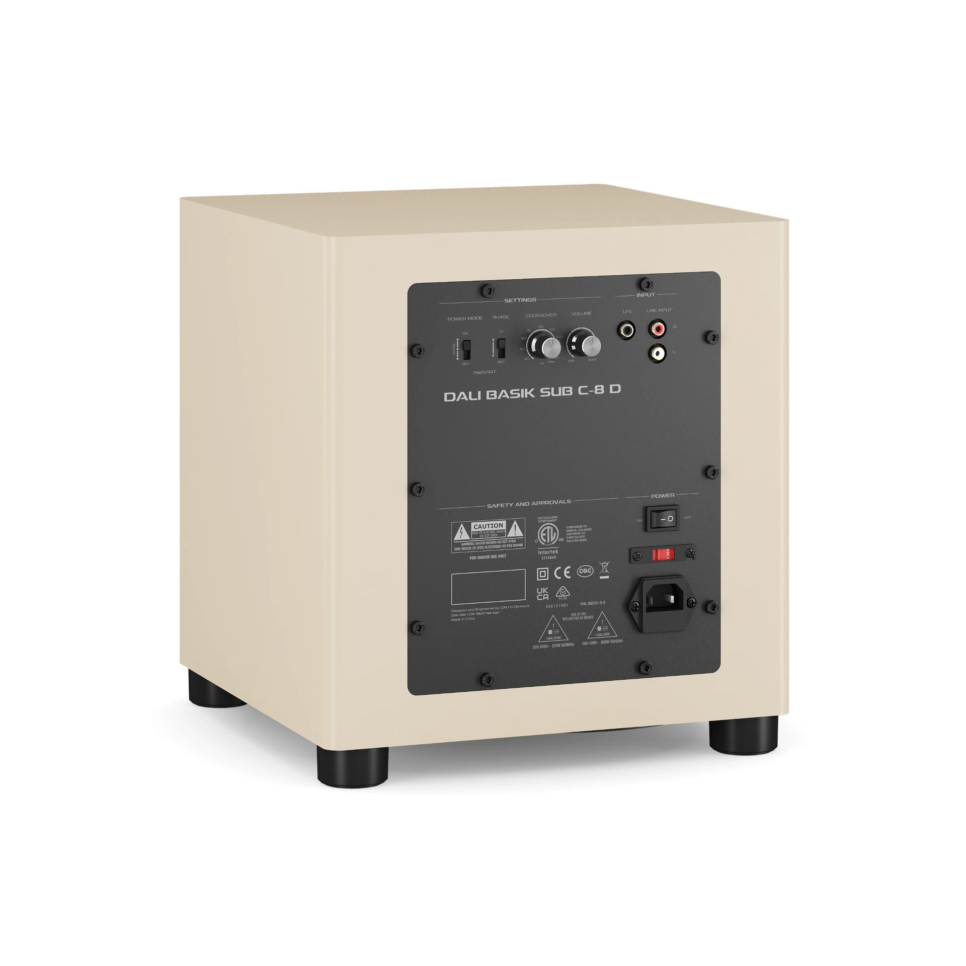 Subwoofer, Lautsprecher, Beiges Gehäuse, Cinch-Eingänge, Aktivlautsprecher