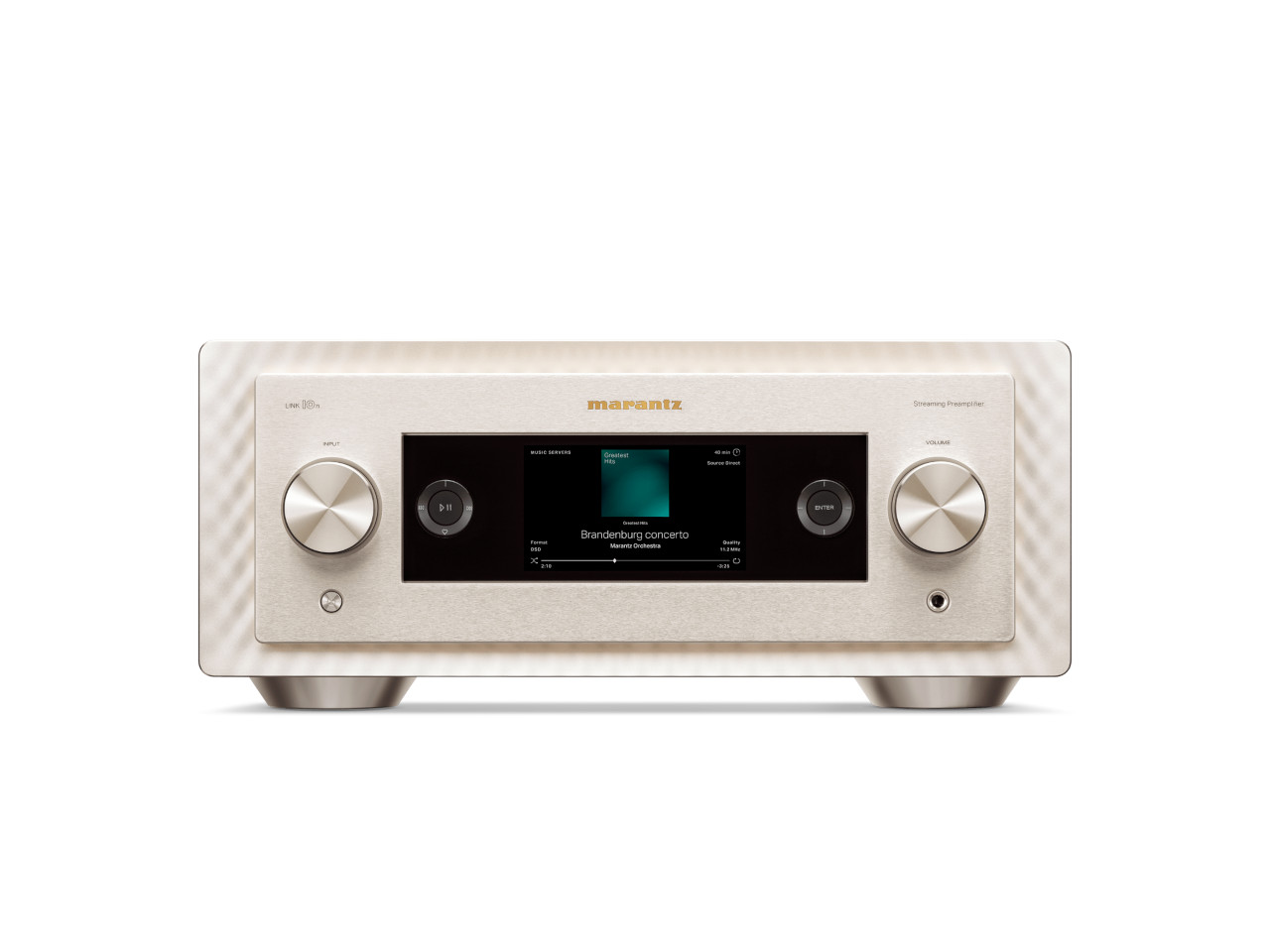 stereo receiver, digital display, Knopfsteuerung, silber, Heimaudio