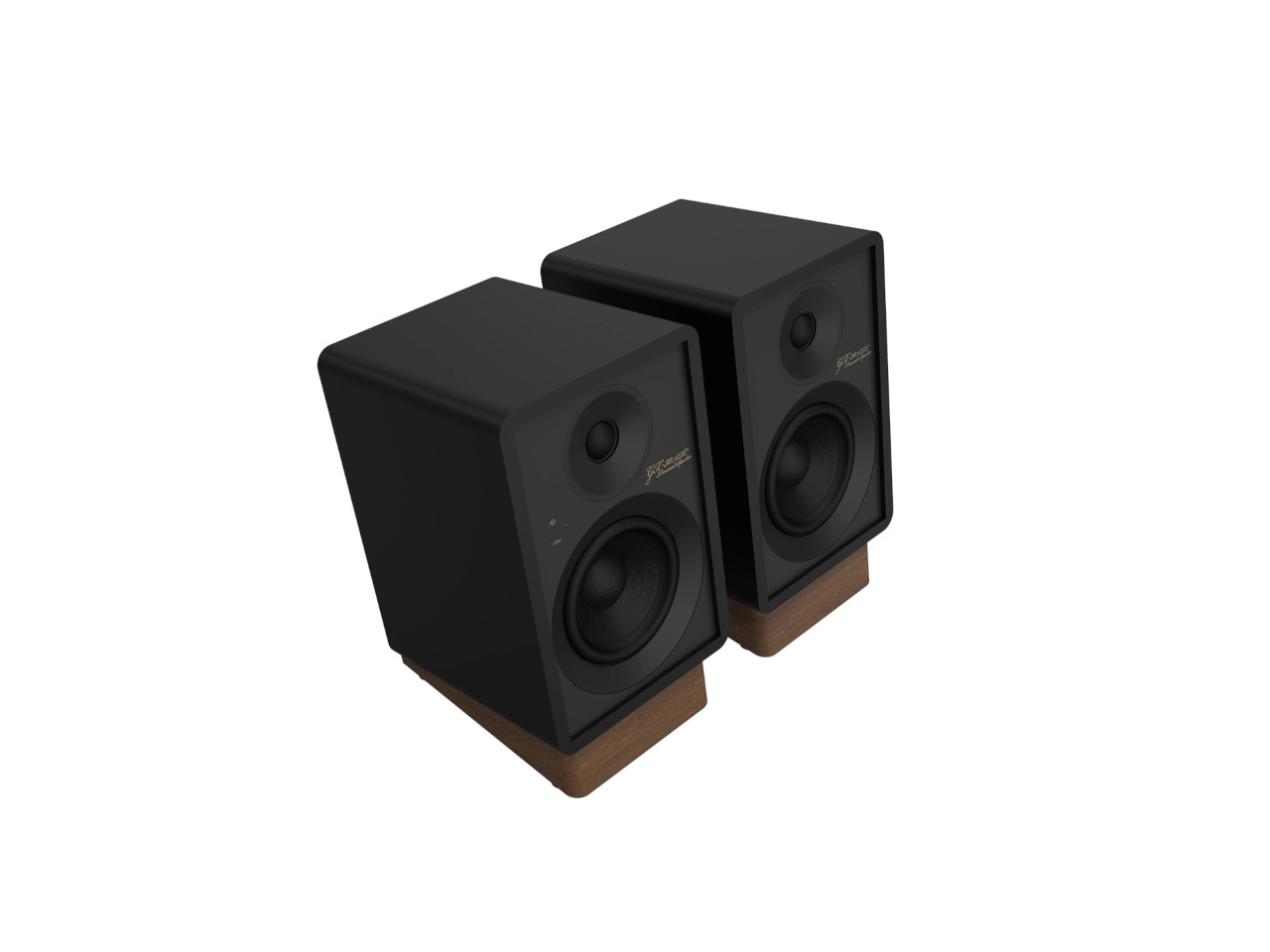 passive, Lautsprecher, Stereo, Holzfuß, schwarz