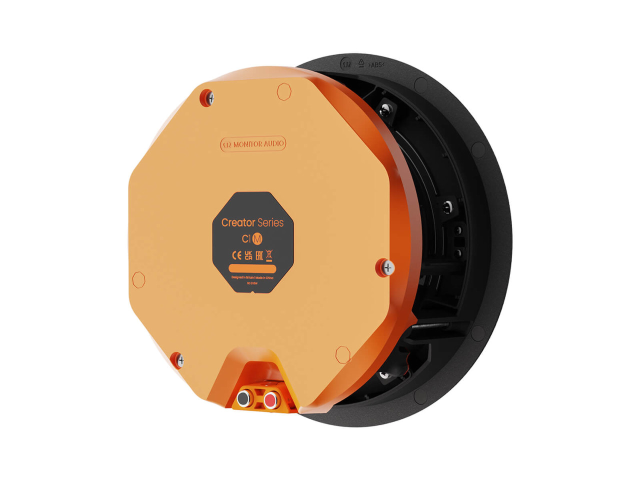 orange module, runde wandmontage, lautsprecher anschluss, orange platine, monitor audio