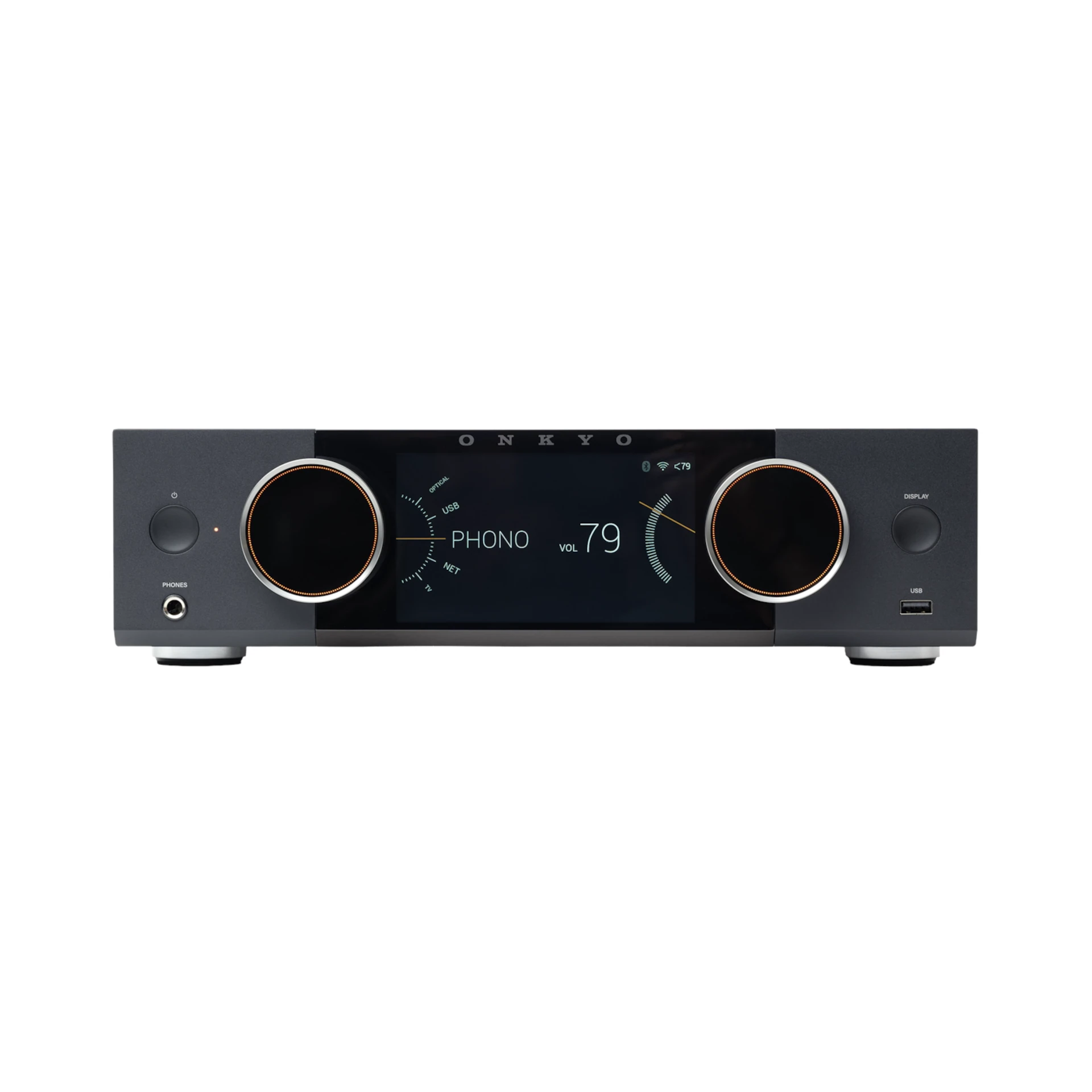 Stereo-Empfänger, Digitale Anzeige, Drehknöpfe, USB-Port, Kopfhöreranschluss