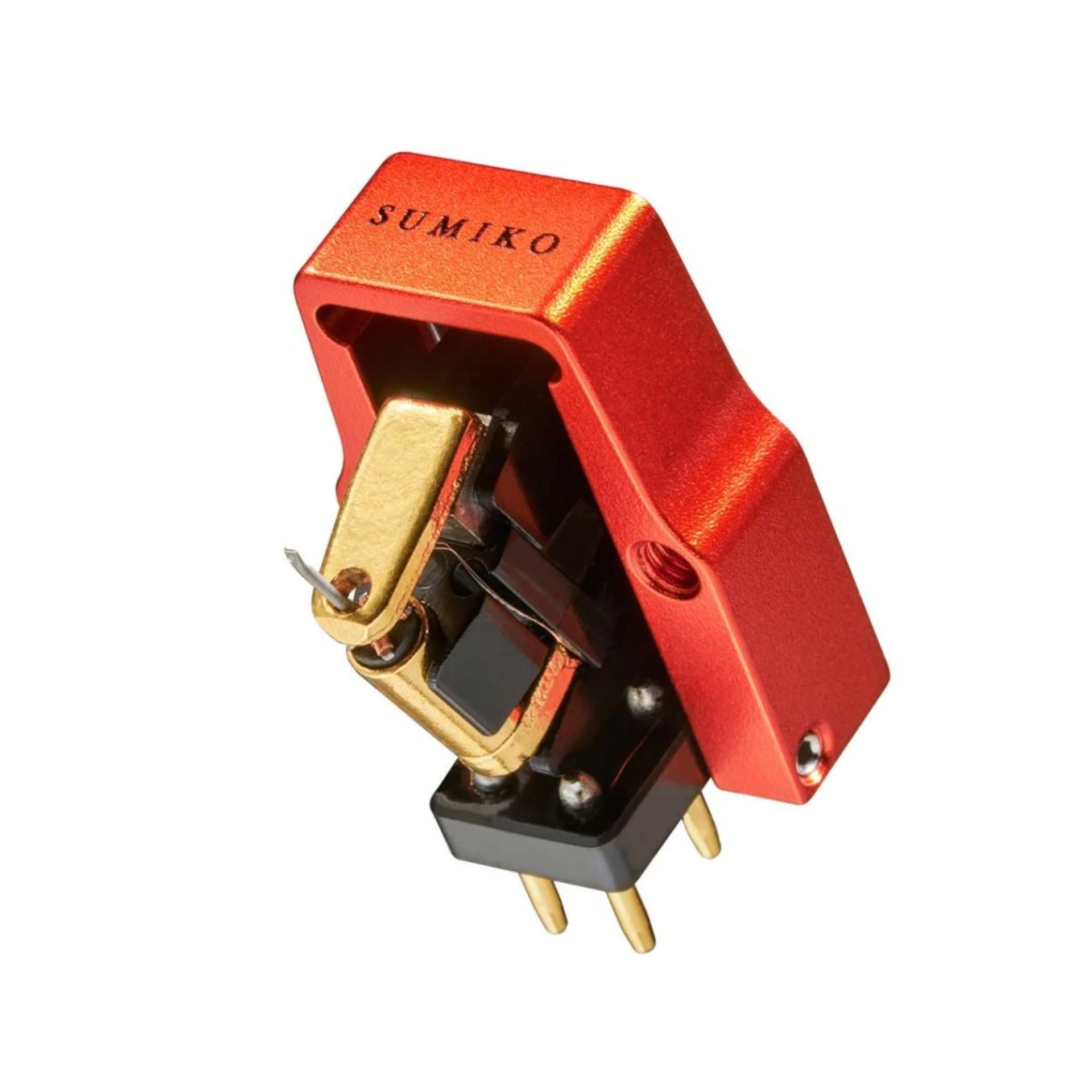 Phono-Kopf, Tonabnehmer, Goldfarbig, Rotes Gehäuse, Mini-Transformator