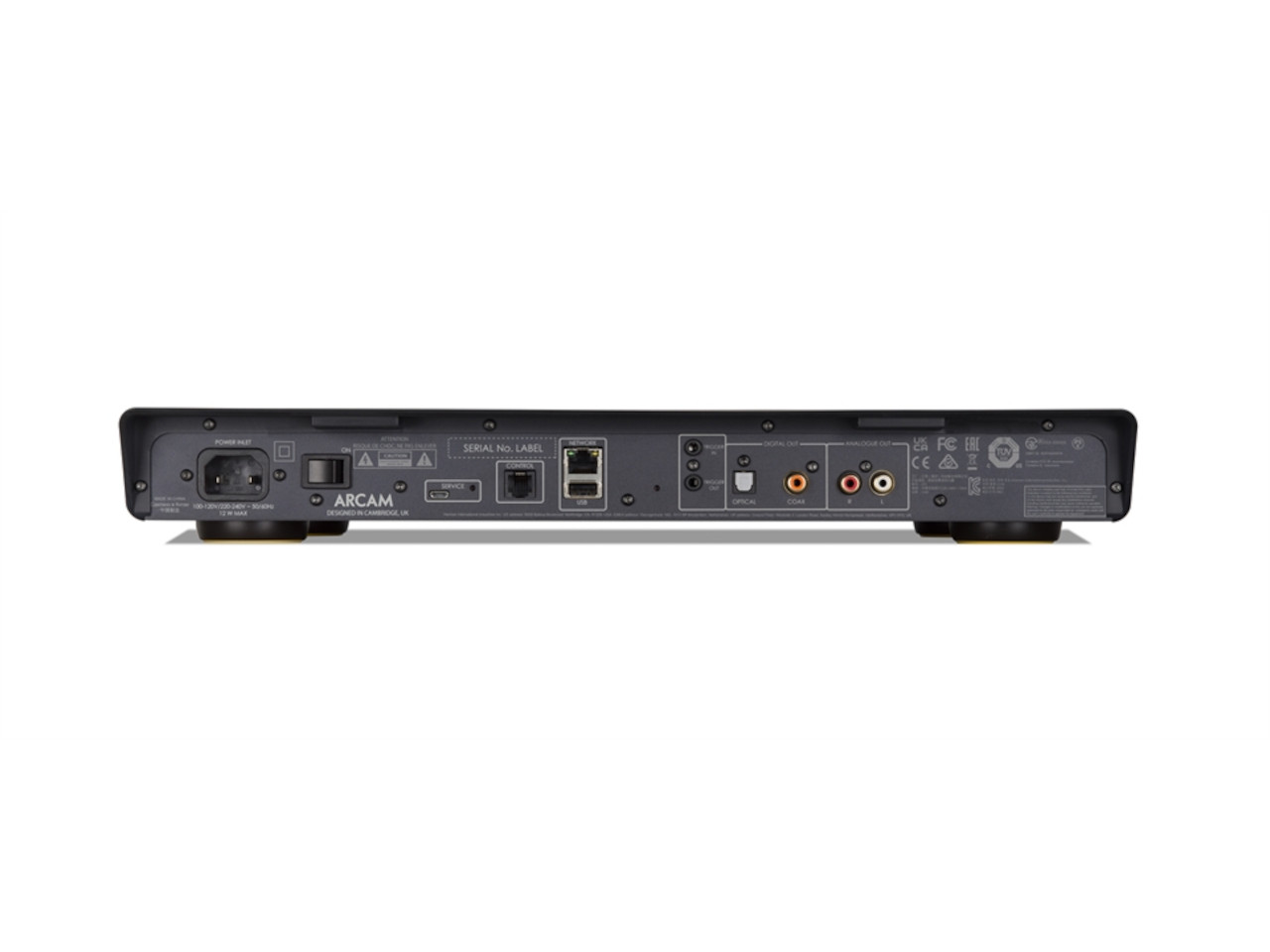 Backpanel, Power input, HDMI, RCA audio, USB, Ethernet