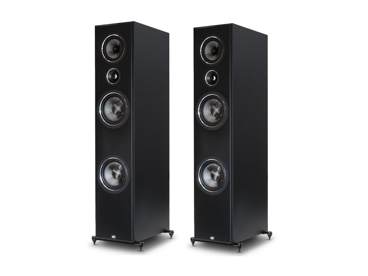front-facing, floorstanding, tower speakers, black, multi-driver