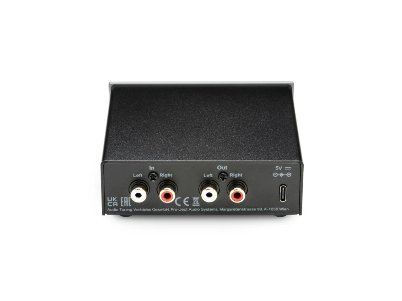 Preamplifier, Audio-Adapter, RCA-Anschlüsse, USB-C-Stromversorgung, schwarz Gehäuse