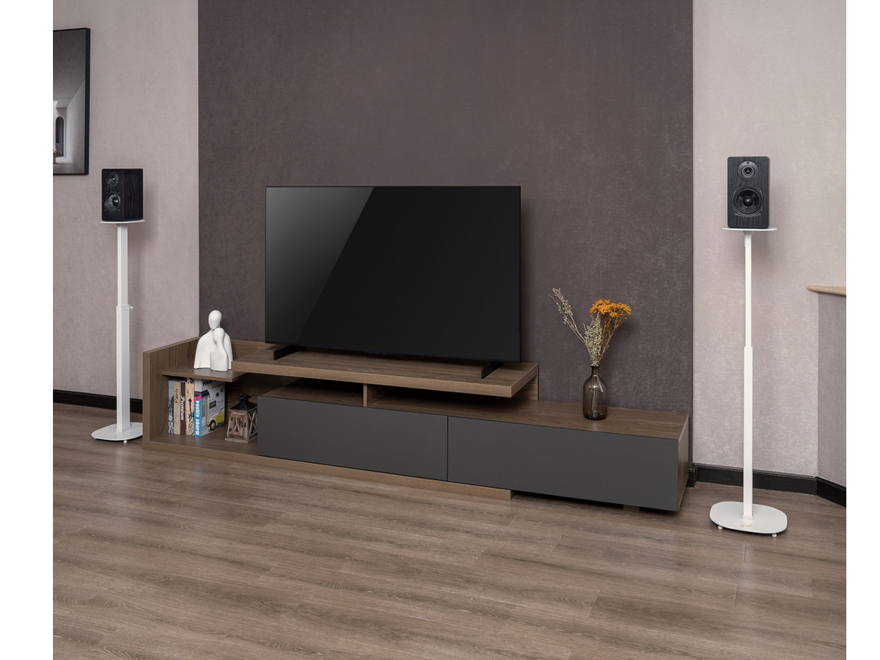 TV-Ständer, Heimkino, Standlautsprecher, Holzschrank, Flachbildfernseher