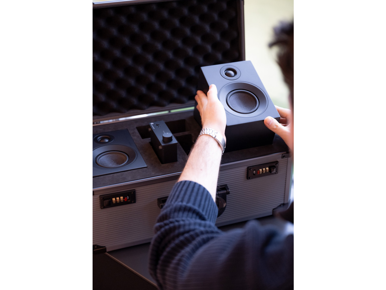 sprecher, studio monitor, subwoofer, schwarze box, audioausrüstung