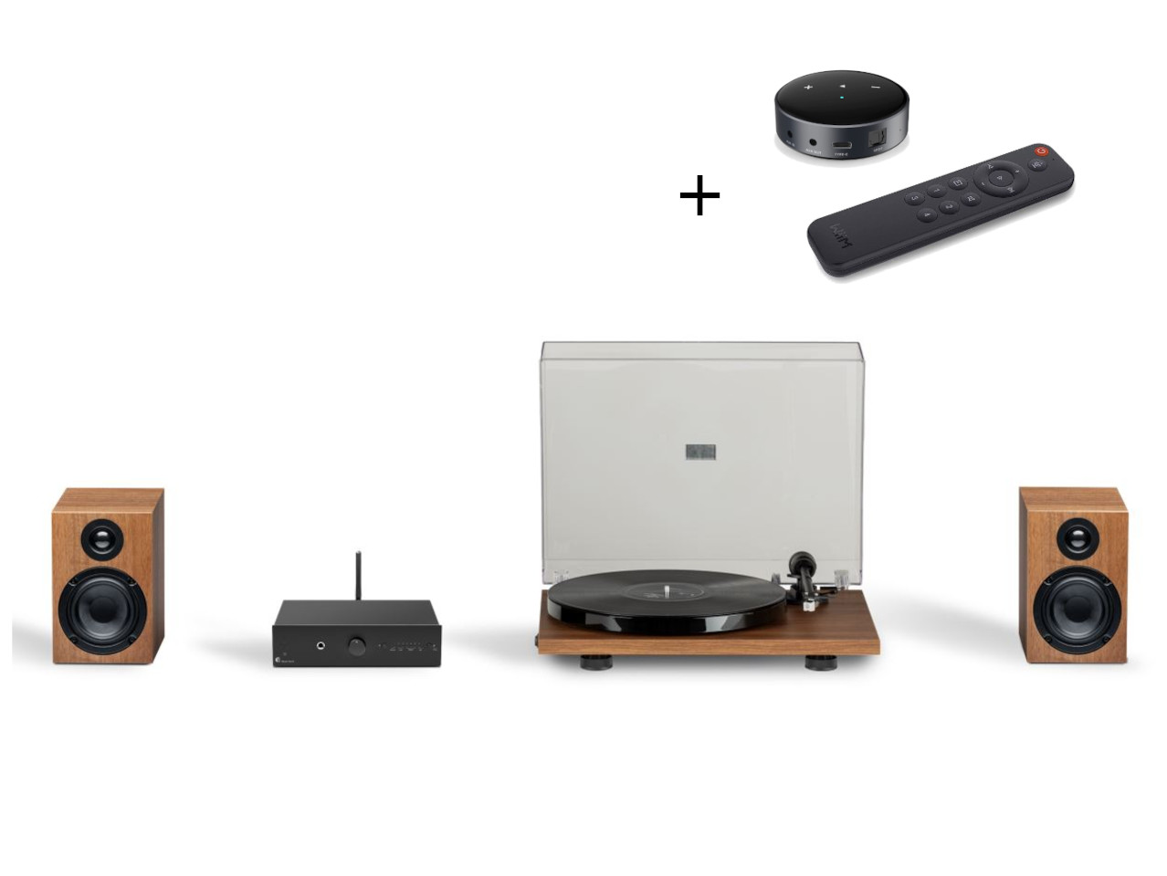 Pro-Ject Stereo Set E Phono / WiiM Mini Bundle Walnut Elektronik, Sprecher, Fernbedienung, Heimkino