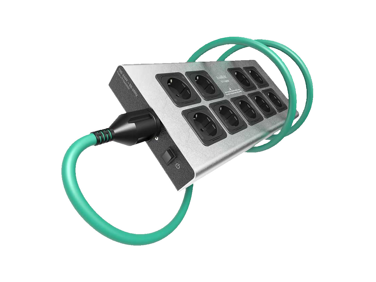 Mehrfachstecker, Steckdosenleiste, 8-fach, Schwarz, Gummi-kabel