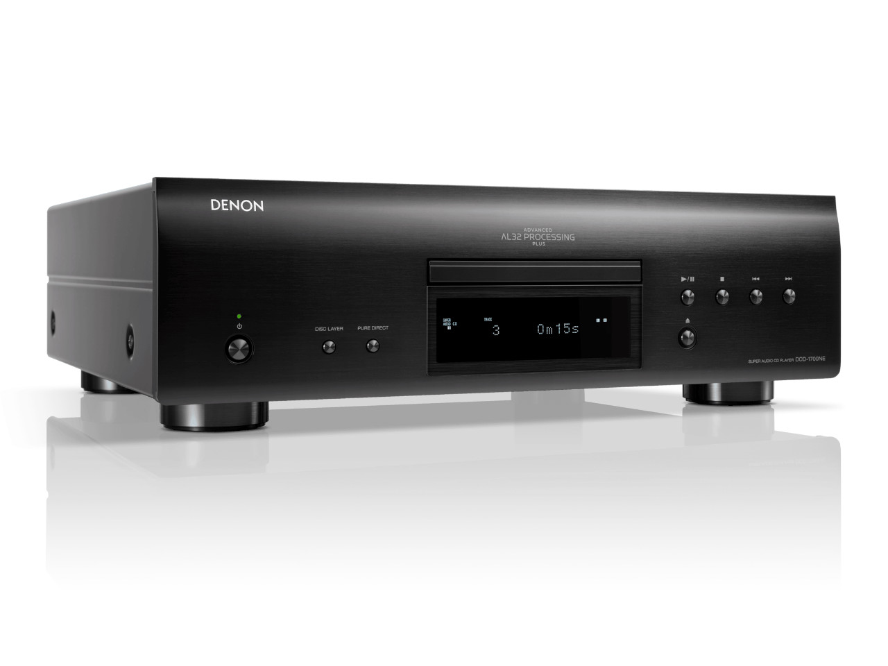 stereo receiver, AV receiver, CD player, schwarz, brushed metal