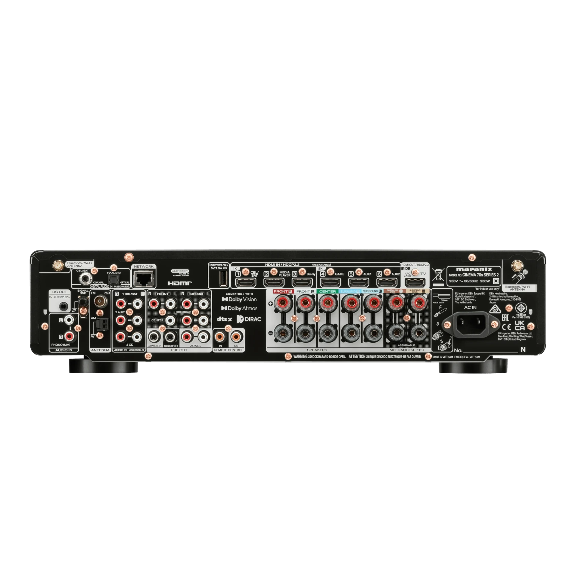 AV-Receiver, Heimkino-Verstärker, HDMI-Anschlüsse, Lautsprecheranschlüsse, Schwarz