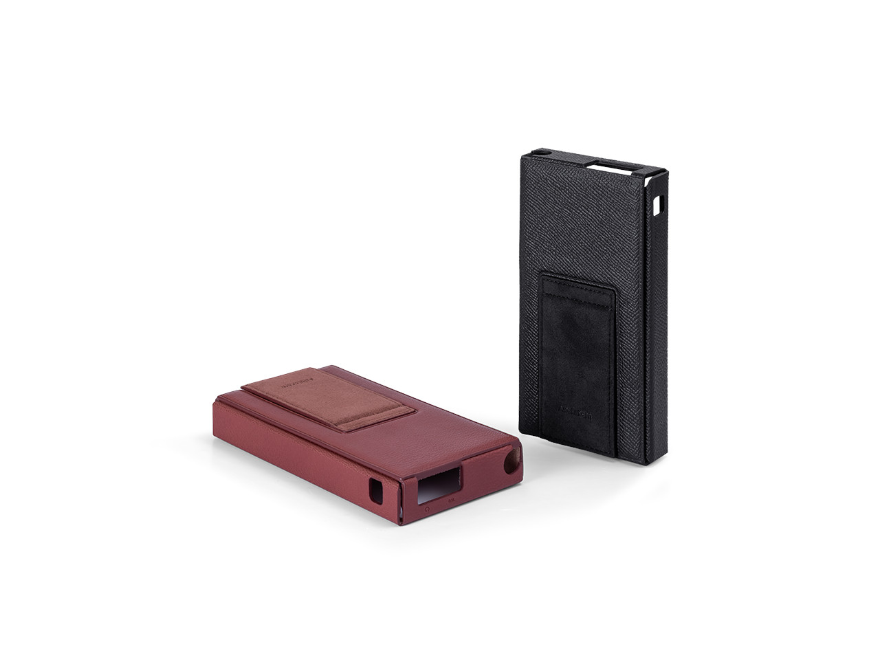 Kartenhülle, Flipcase, Lederoptik, Schwarz, Rotlich