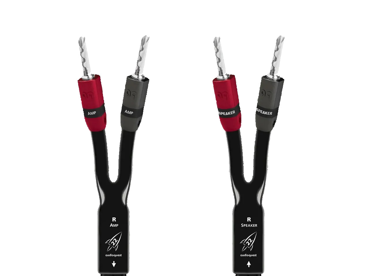 Lautsprecherkabel, rechts, 2x Audiokabel, roter Stecker, Verstärker
