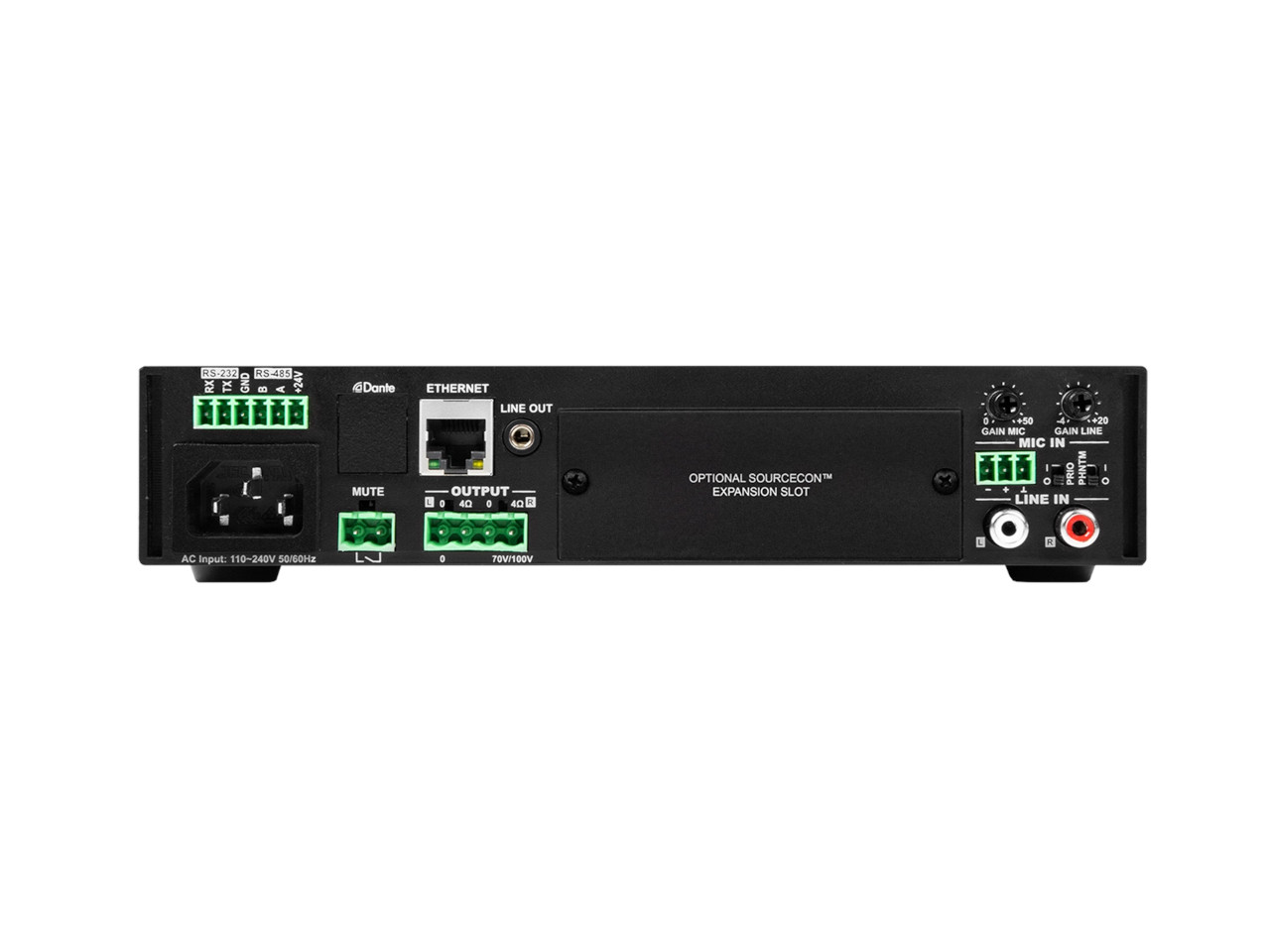 Ethernet switch, Rackmount, Audio interface, RCA inputs, Power inlet