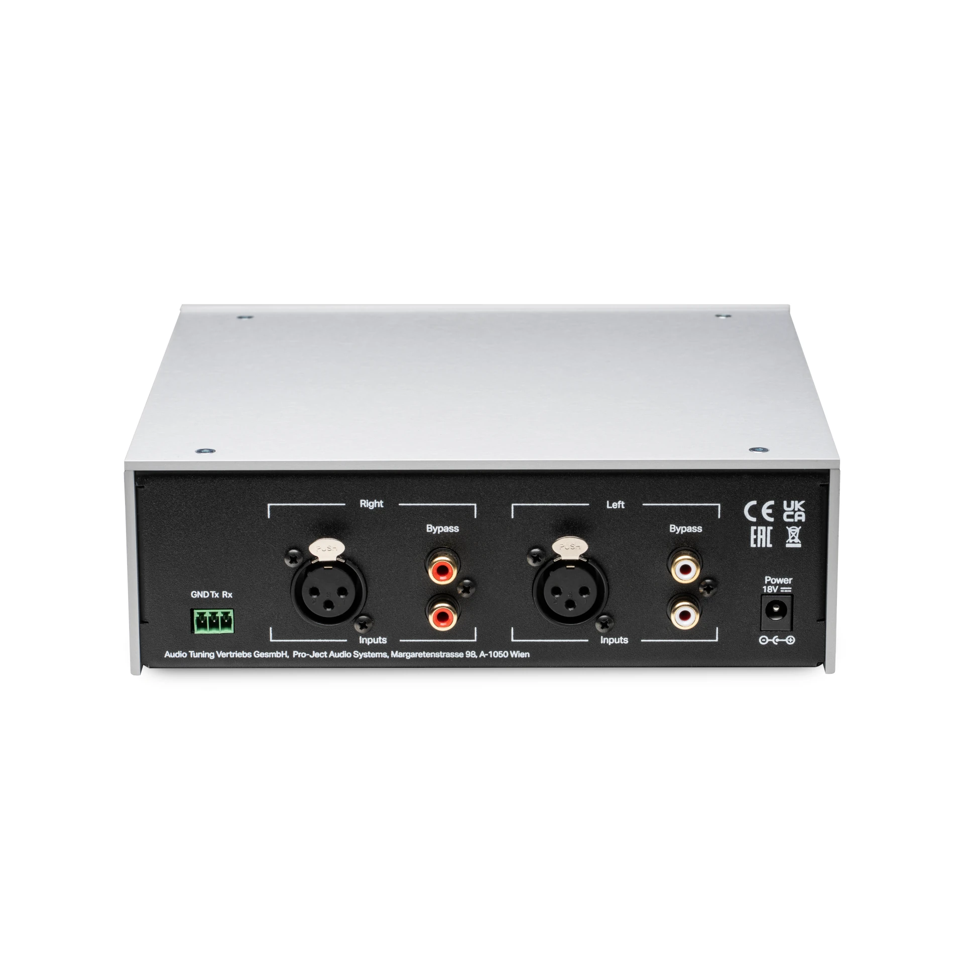 Audio-Interface, Rackmontage, XLR-Eingänge, RCA-Bypass, Strom 18V