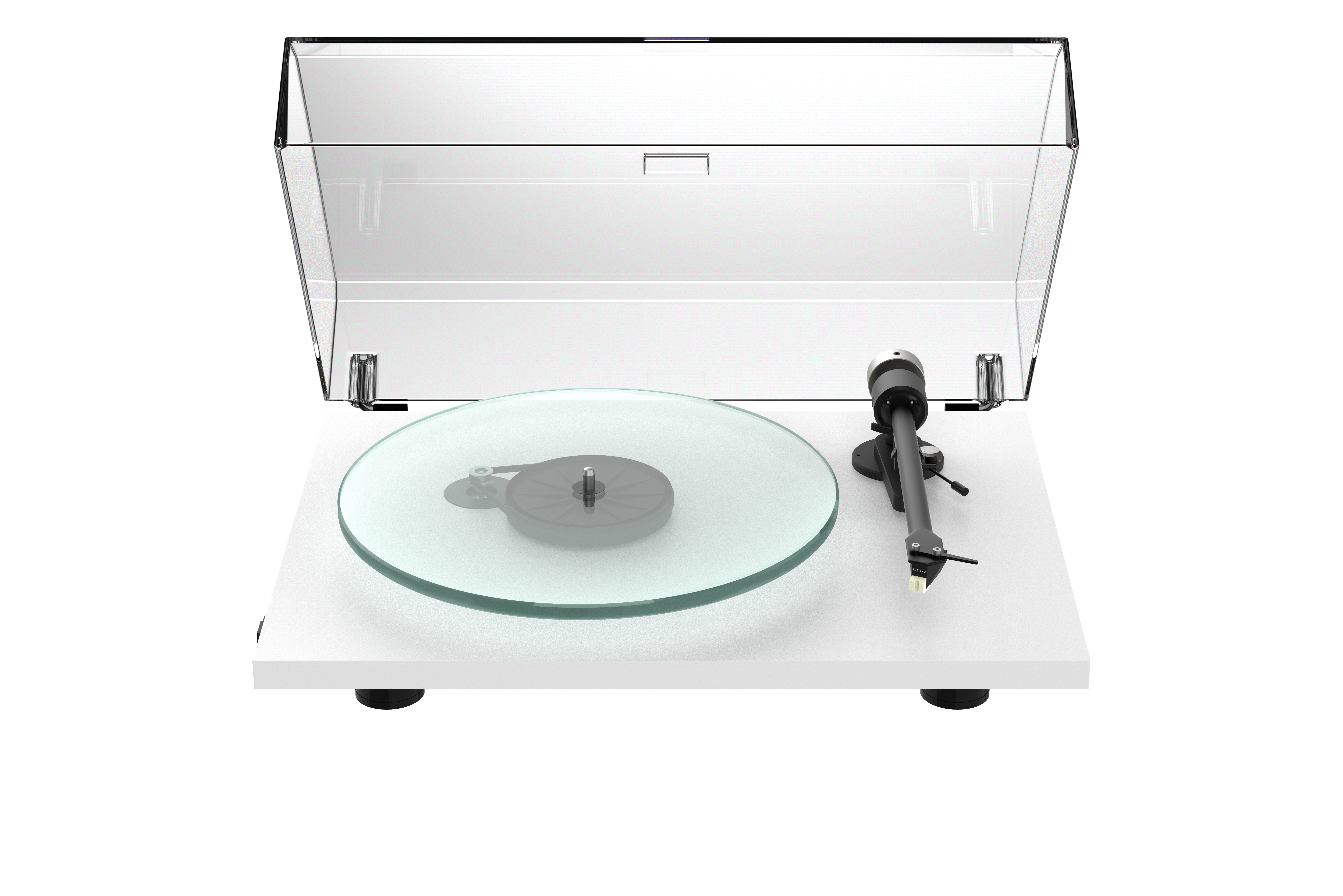 Plattenspieler, Turntable, Glasplatte, Tonarm, Scharnierdeckel