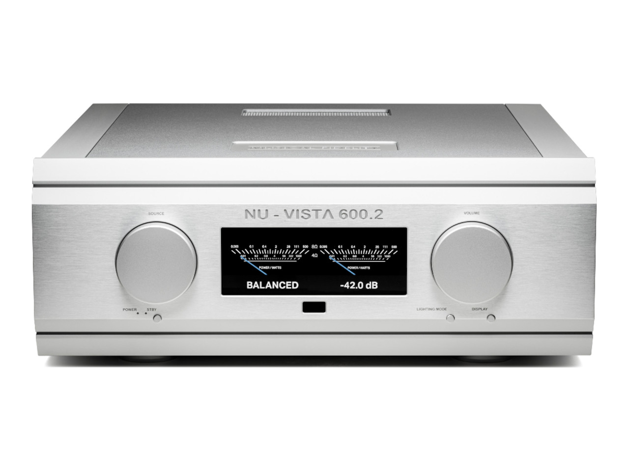 Stereo-Verstärker, integrierter Verstärker, Silber, rechteckig, Frontplatte