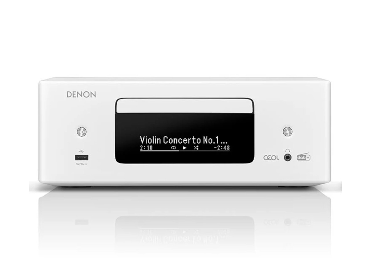 CD/DAC Stereos, Mini Hi‑Fi, Weißer Kompaktspieler, Digitalanzeige, Denon Gerät
