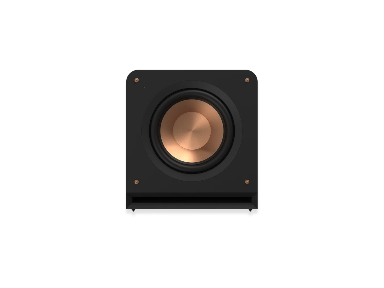 subwoofer, Lautsprecher, Bronze-Konus, schwarzes Gehäuse, Wandmontagefähig
