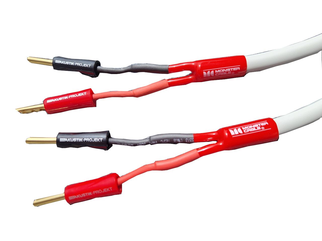 Kabel, Zweipaar-Kabelführung, Messingstecker, Rot/Schwarz/Rotgrau Kabel, Audio-/Messkabel