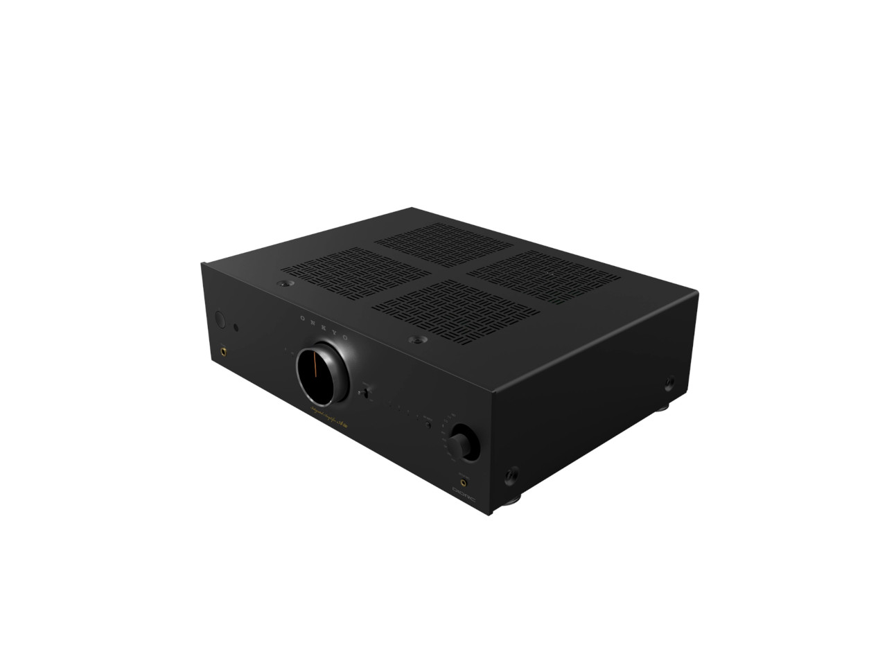 Stereo-Verstärker, integrierter Verstärker, schwarz, Drehknopf, Belüftung oben