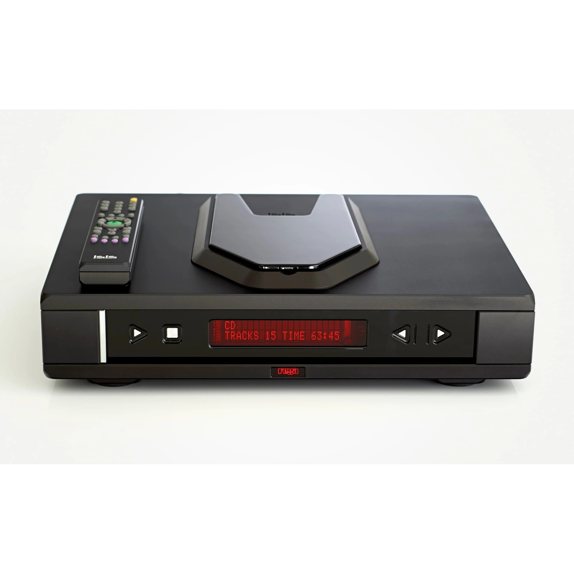 CD-Player, digitales Display, Fernbedienung, schwarzes Gerät, Stereoanlage