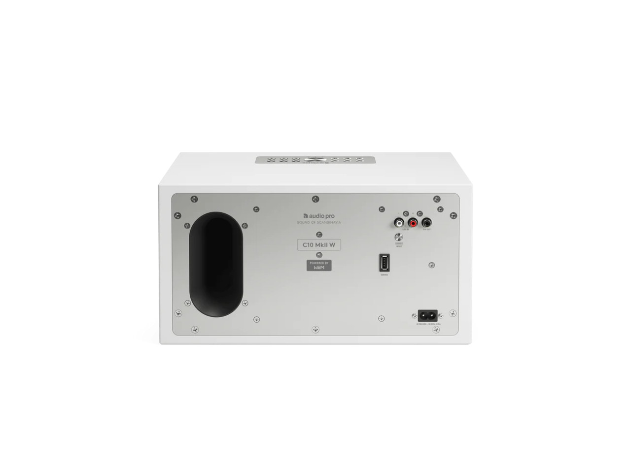 Stereo-Verstärker, Rückseite, RCA-Anschlüsse, USB-Anschluss, Stromanschluss