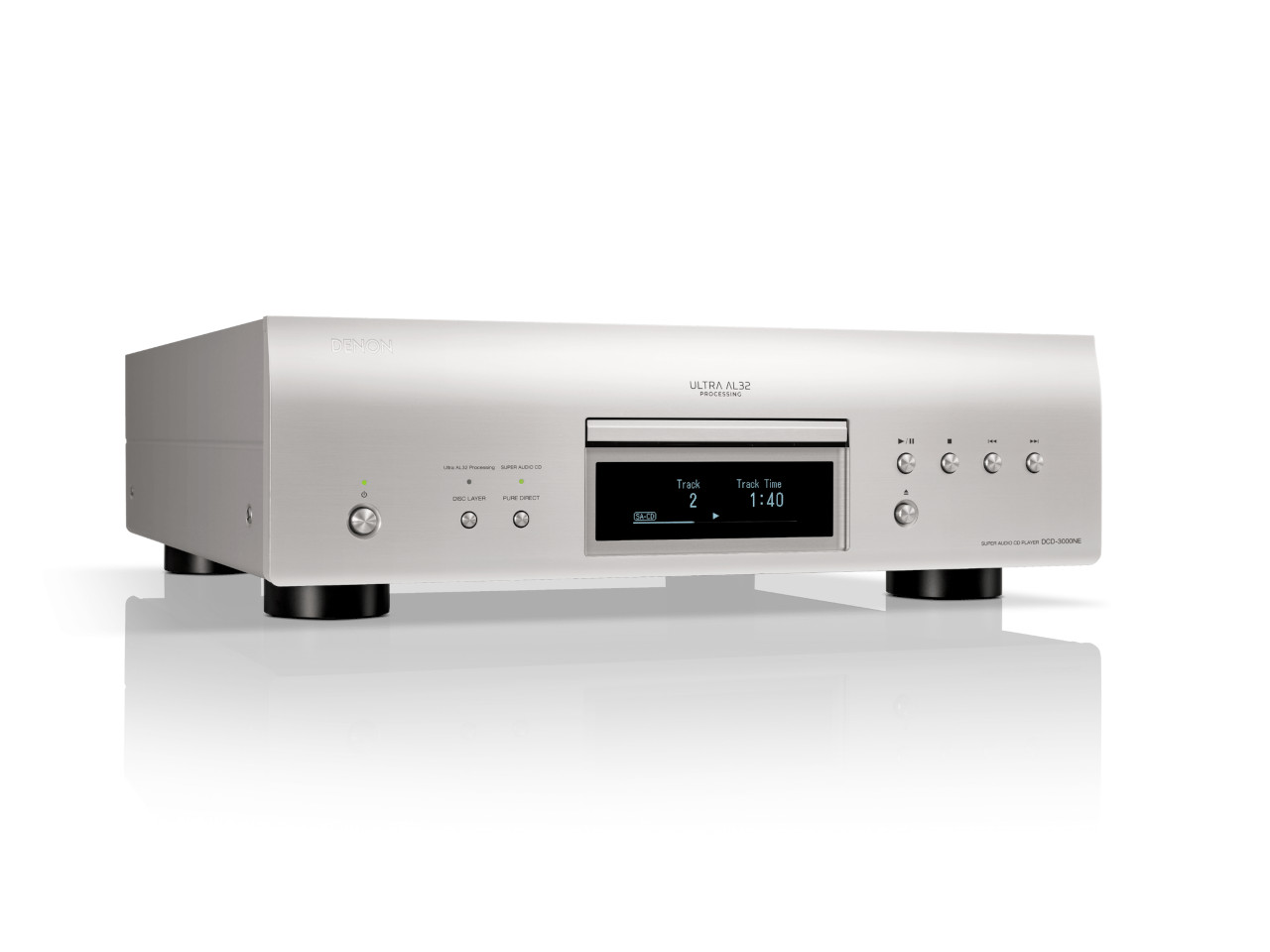 Hifi-Verstärker, CD-Player, Aluminium, Silber, Display