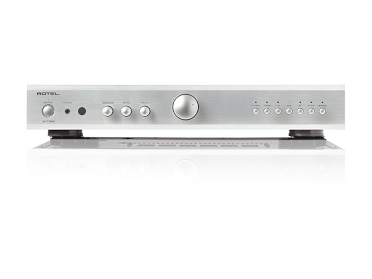 Hifi-Verstärker, Silber, Knöpfe, Rundregler, Vorne Buttons