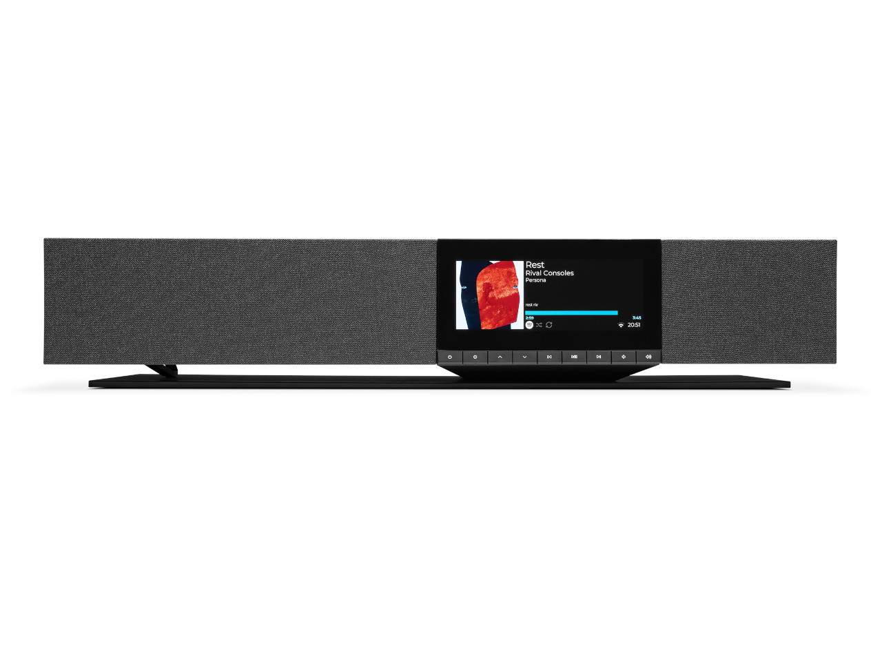 soundbar, Lautsprecher, Display, Bedienfeld, Stoffoberfläche