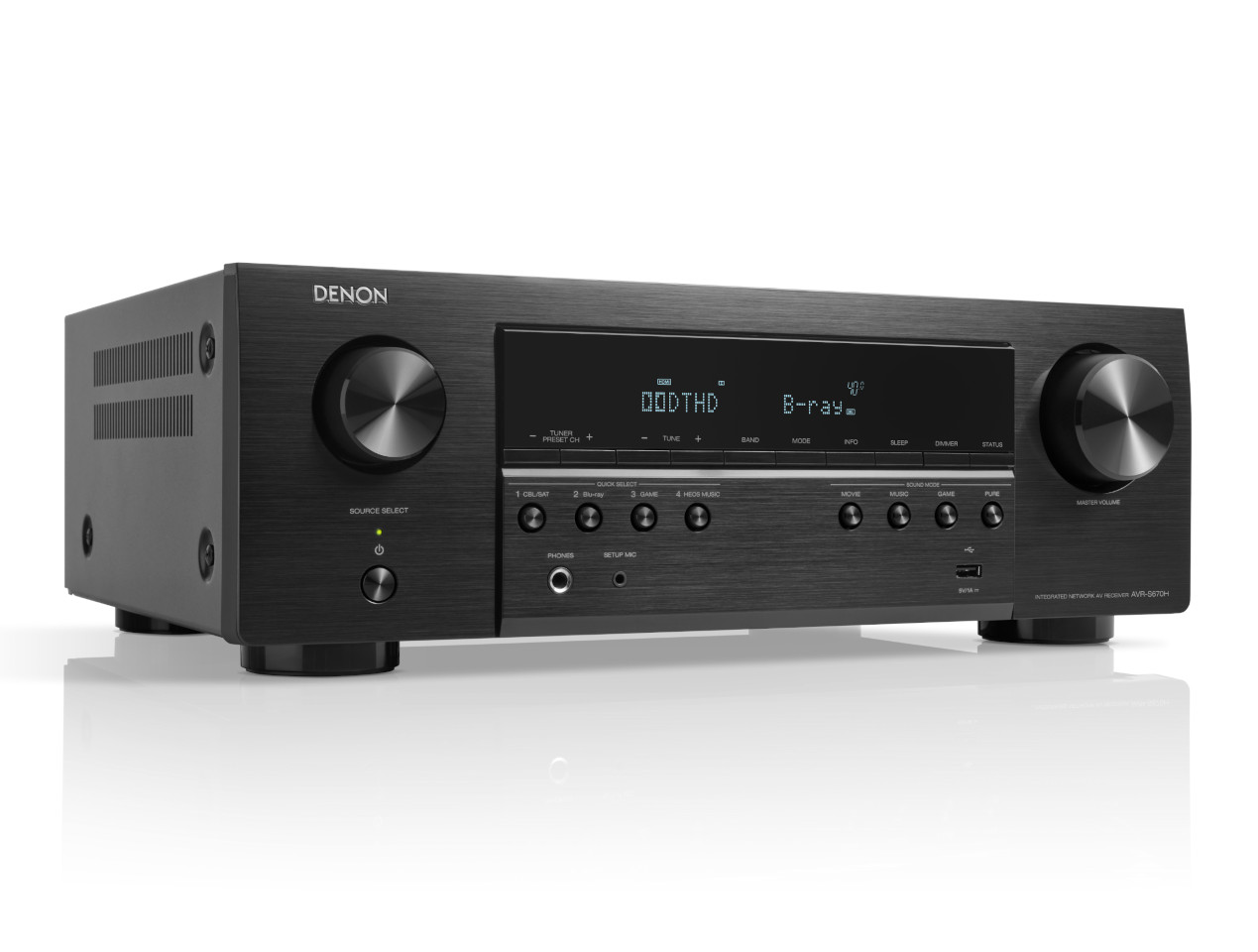 Hifi-Verstärker, AV-Receiver, Schwarz, Digitalanzeige, Rändelknöpfe