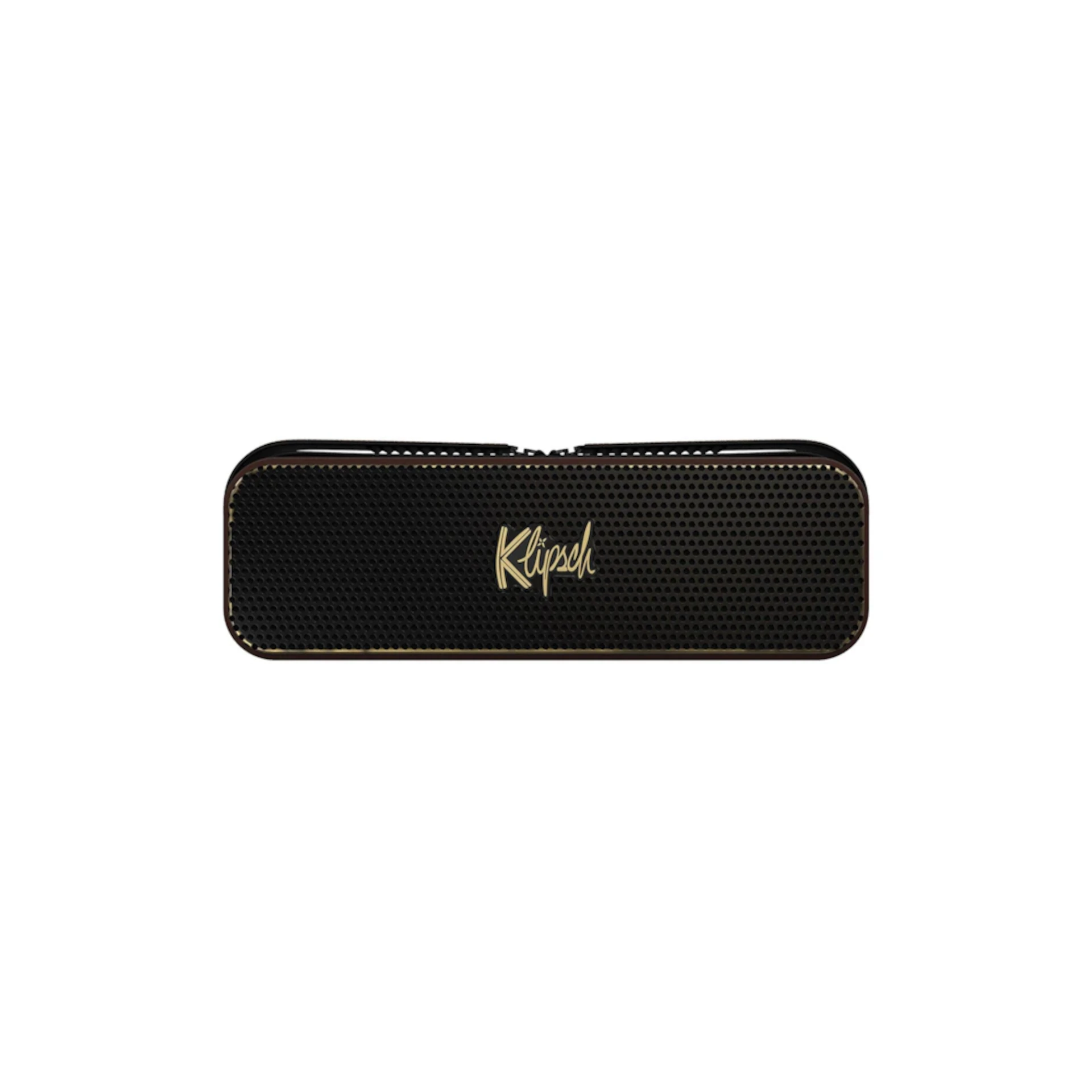 Bluetooth-Lautsprecher, tragbarer Lautsprecher, schwarz, Metallgitter, goldene Akzente
