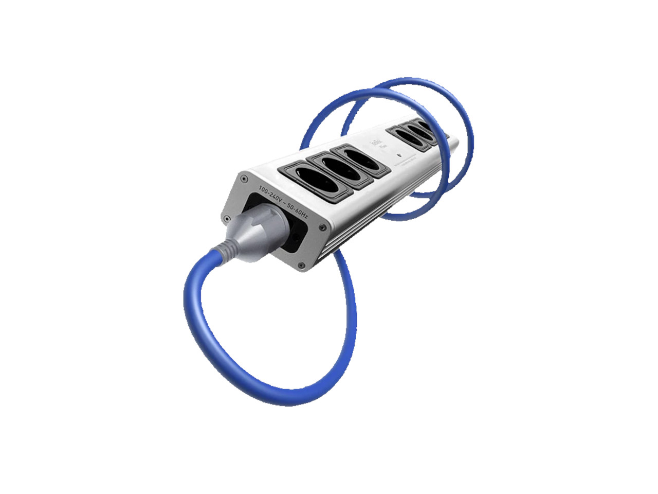Leiste/Steckdosenleiste, Stromschutz, blaues Kabel, Mehrfachsteckdose, Metallgehäuse