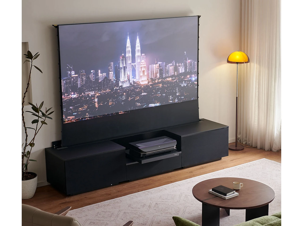 Projektor, Fernseher, Wohnzimmer, TV-Setup, Stauraum