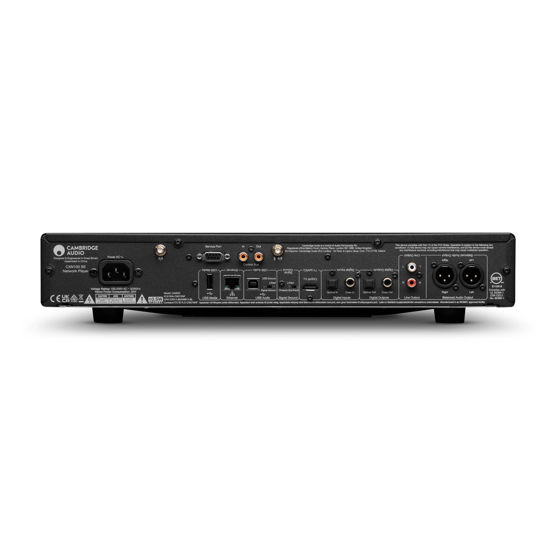 netzwerkplayer, rückseite, rca eingänge, usb anschlüsse, p-2p anschlüsse