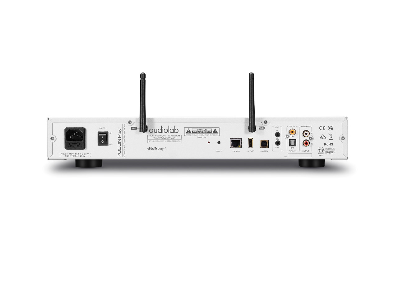 Empfänger, Netzwerk-Player, audiolab, zwei Antennen, Rückseite