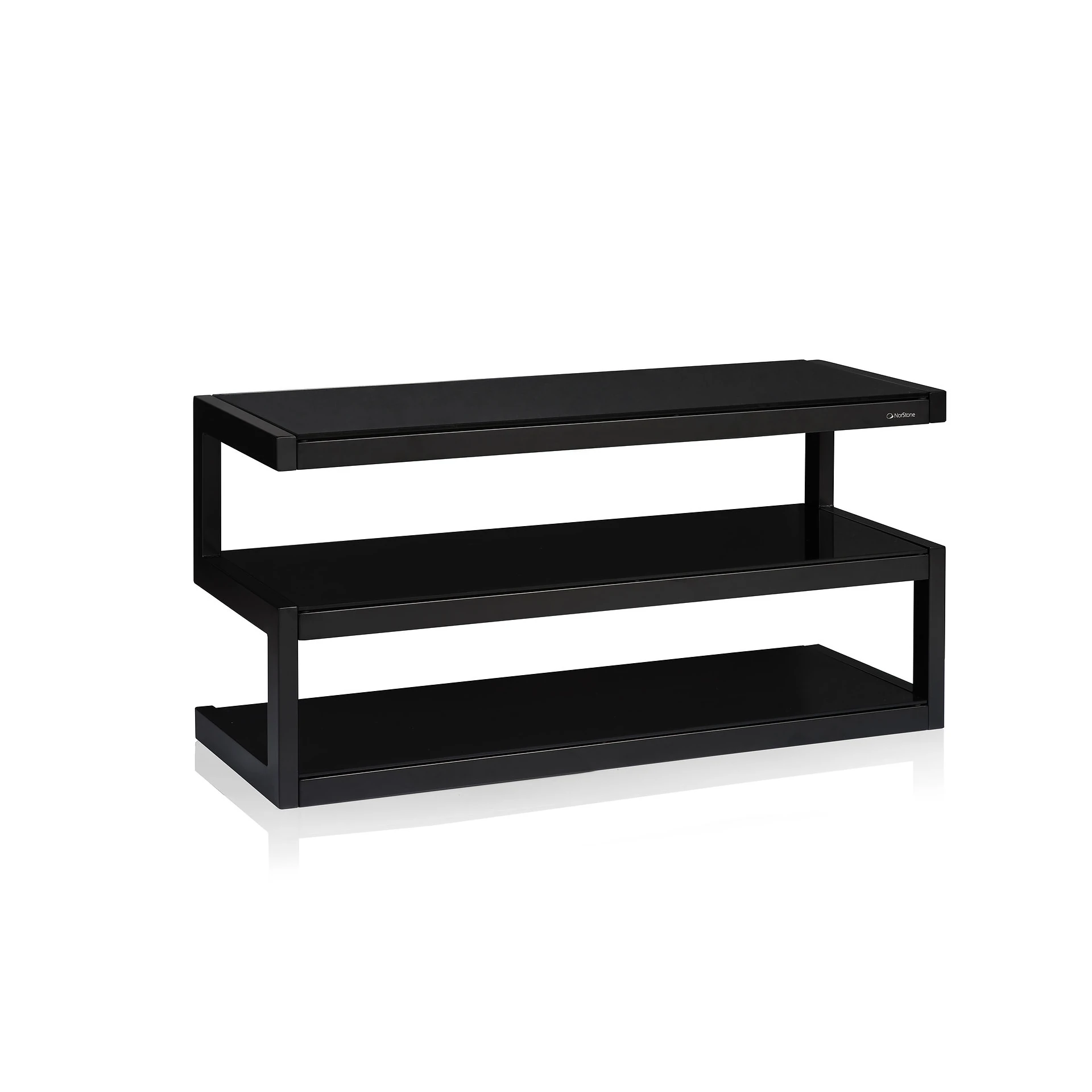 Beistelltisch, Schwarz, Metall, Zweistufig, Glasfrei