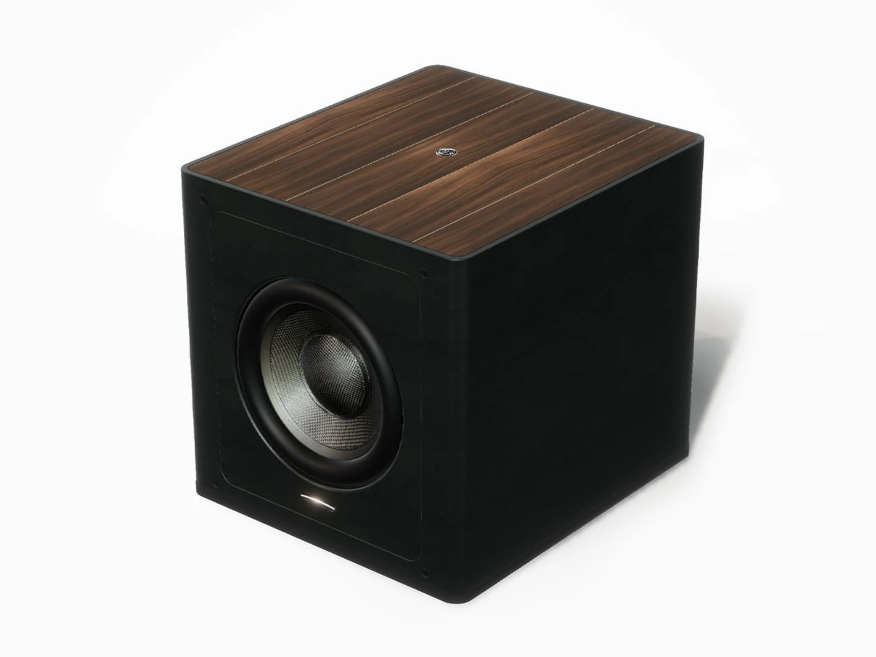 Subwoofer, Holzoberfläche, Schwarzer Gehäuse, Lautsprecher, Fronttreiber