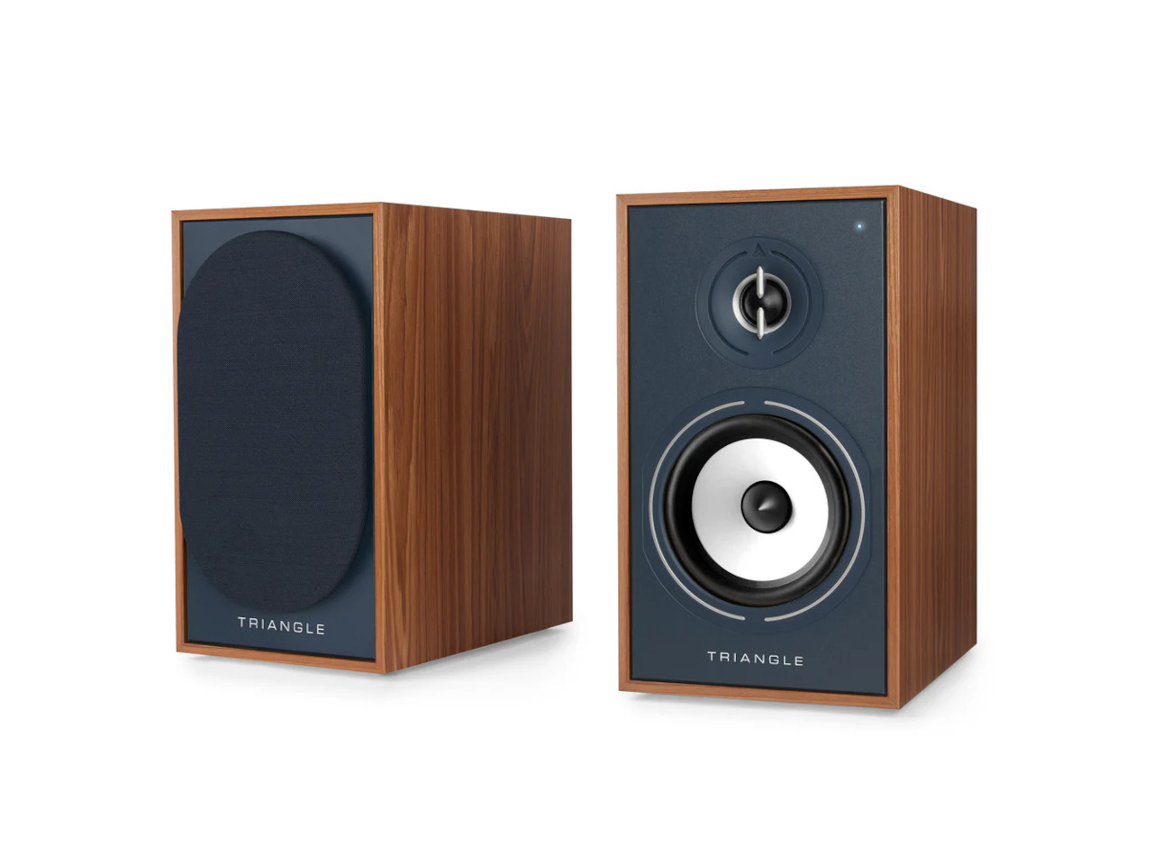 Lautsprecher, Stereo-Lautsprecher, Holzoptik, Frontplatte Blau, Paar Lautsprecher