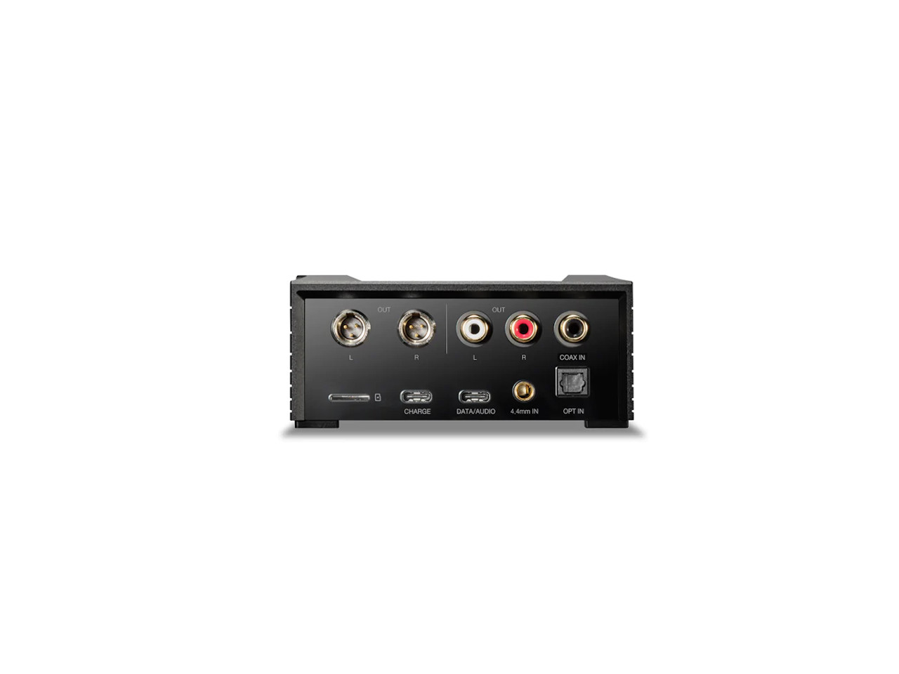 AV Empfänger Rückpanel, RCA Anschlüsse, Coaxial Eingang, USB-C Anschluss, 4.4mm Eingang