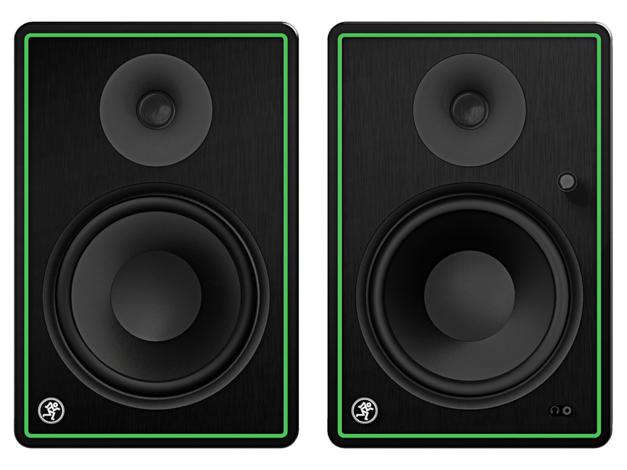 Doppelter Lautsprecher, Studio-Monitor, Schwarzholz, Grüner Rahmen, Kompaktlautsprecher
