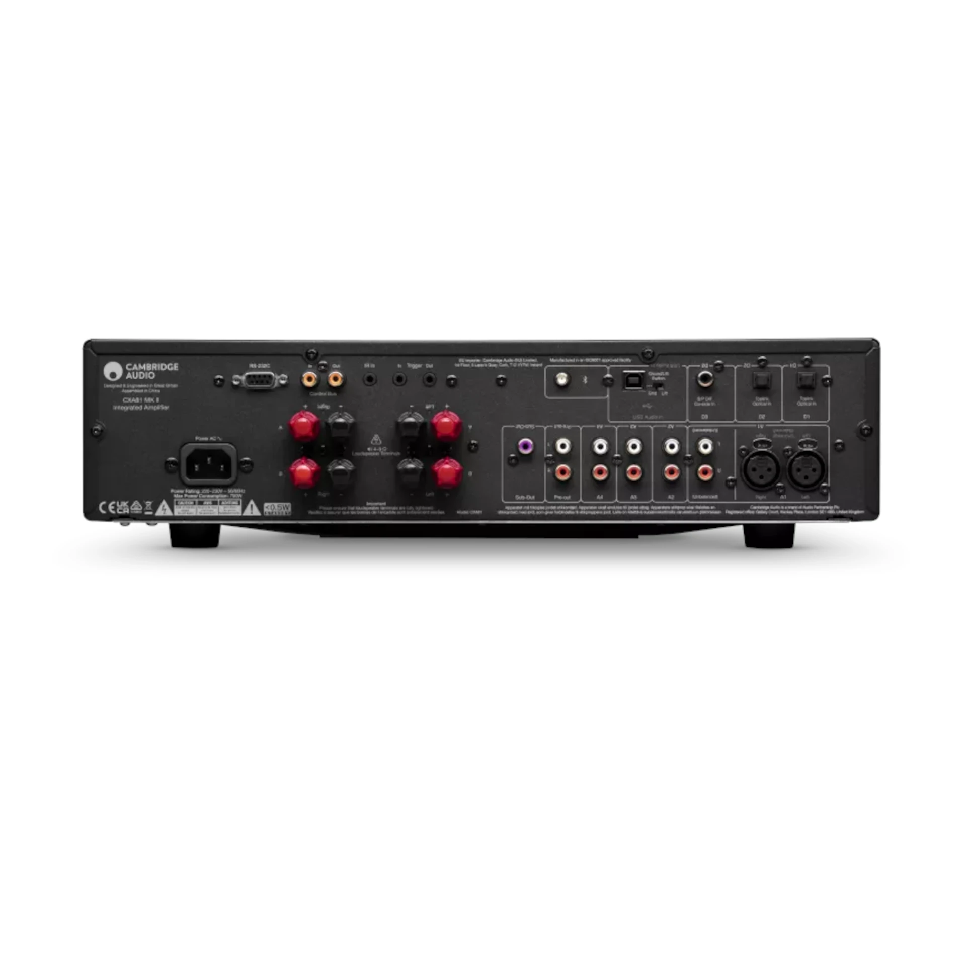 HiFi-Verstärker, Rückseite, Konnektivität, Analoge Eingänge, Netzteilanschluss